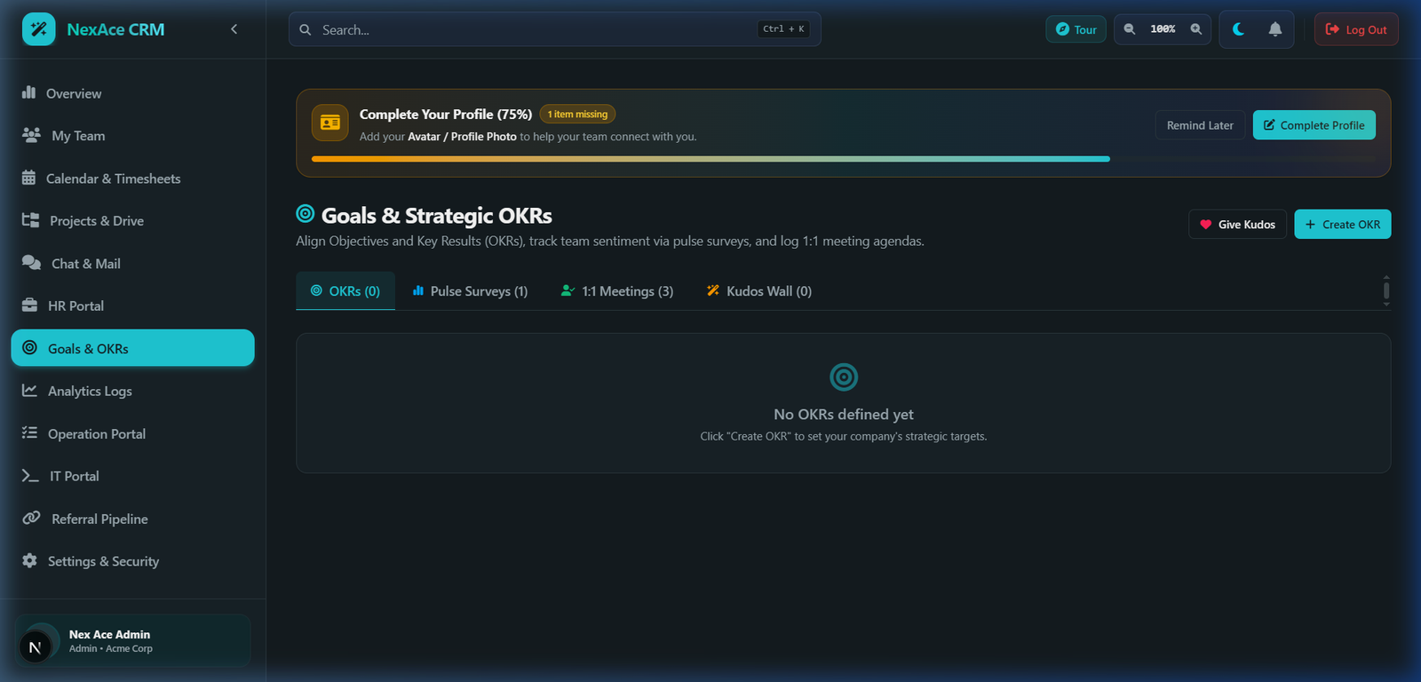 Goals, OKRs & Culture Screenshot