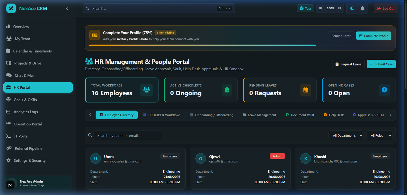 HR Portal & People Operations Screenshot